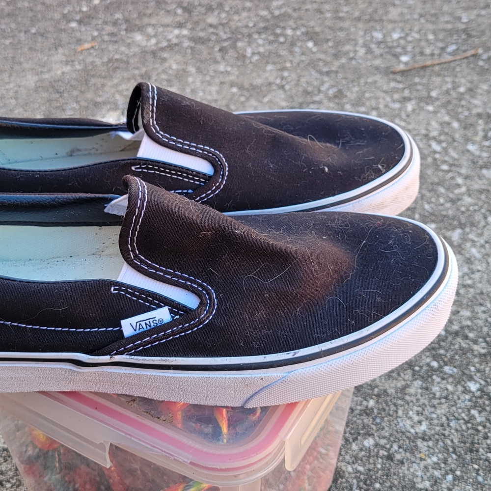 Vans Black and White Slip-On Loafers